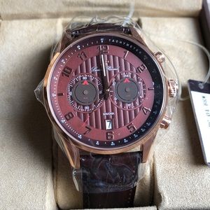 Lucien Piccard Rose Gold & Brown Leather Watch
